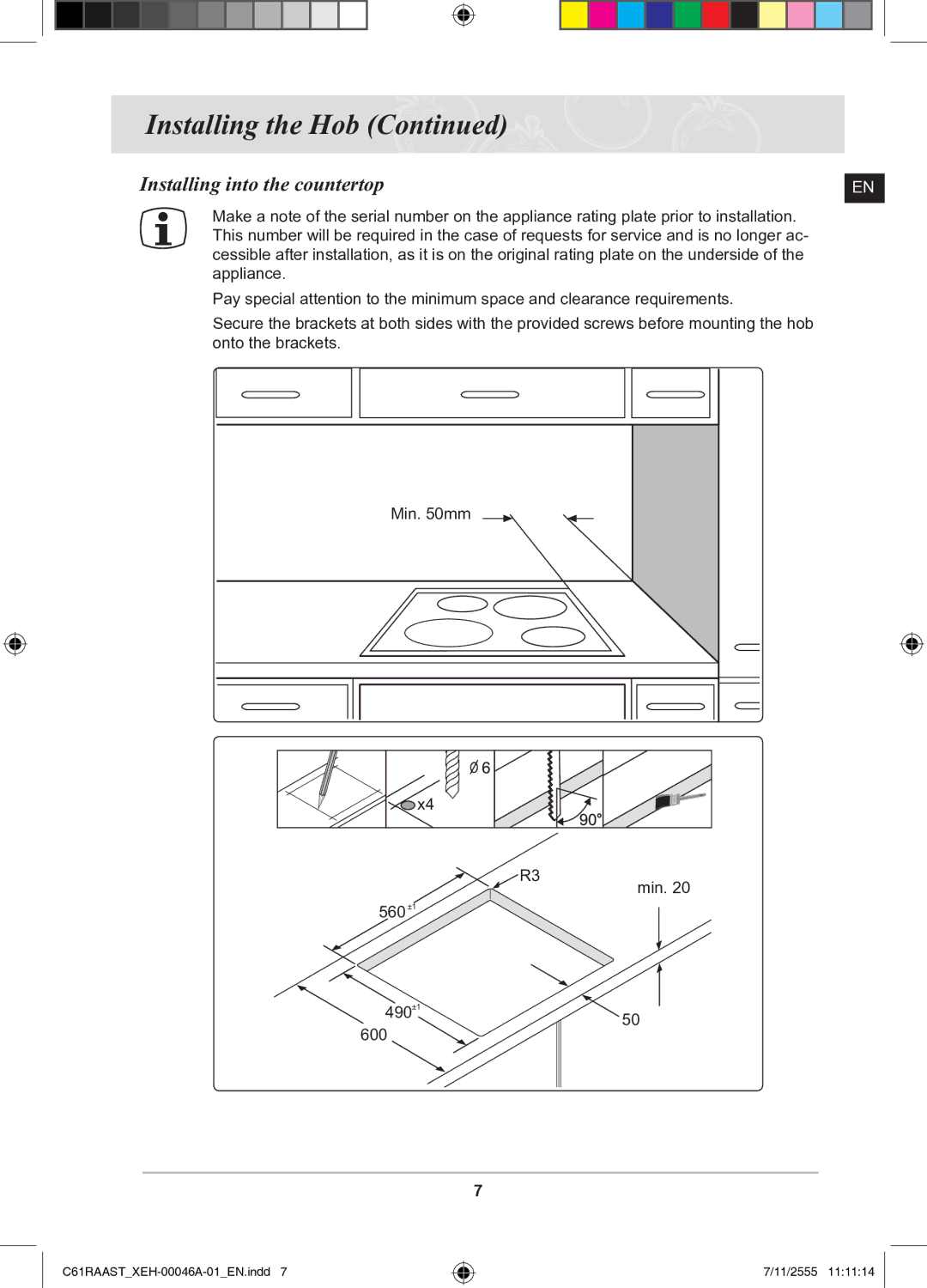 Samsung C61RAAST/XEH manual Installing into the countertop 