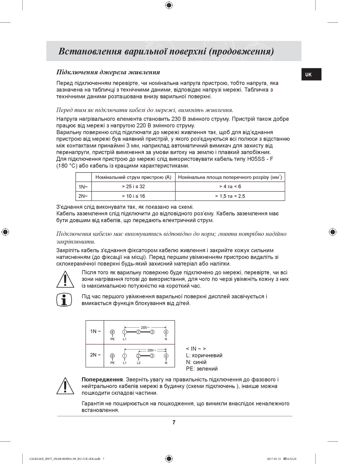 Samsung C61RADSTR/SBW, C61RABALR/BWT manual Встановлення варильної поверхні продовження, Підключення джерела живлення 