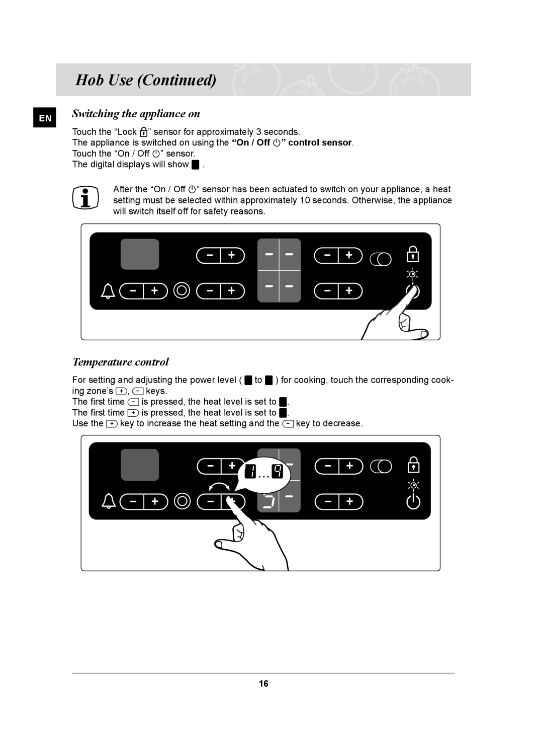 Samsung C61RCAST/BOL manual Switching the appliance on, Temperature control 