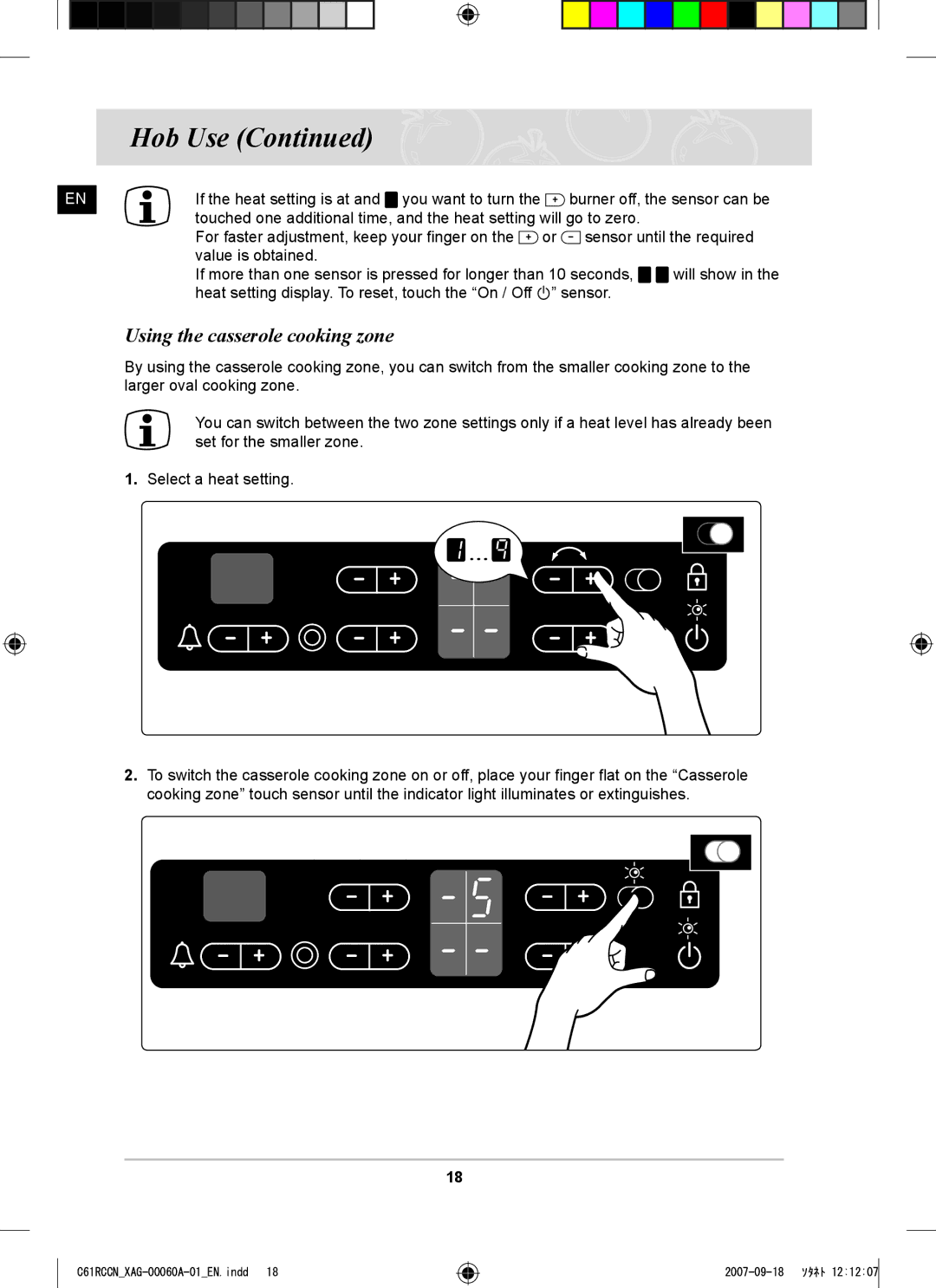 Samsung C61RCAST/XAG, C61RCCN/XEO manual Using the casserole cooking zone 