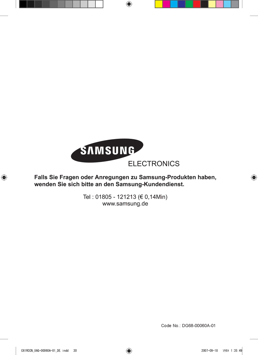 Samsung C61RCAST/XAG, C61RCCN/XEO manual Code No. DG68-00060A-01 