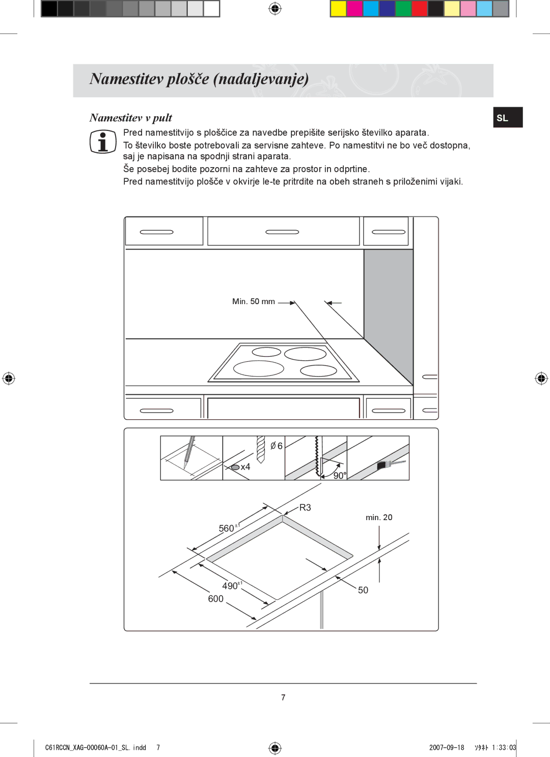 Samsung C61RCCN/XEO, C61RCAST/XAG manual Namestitev v pult 