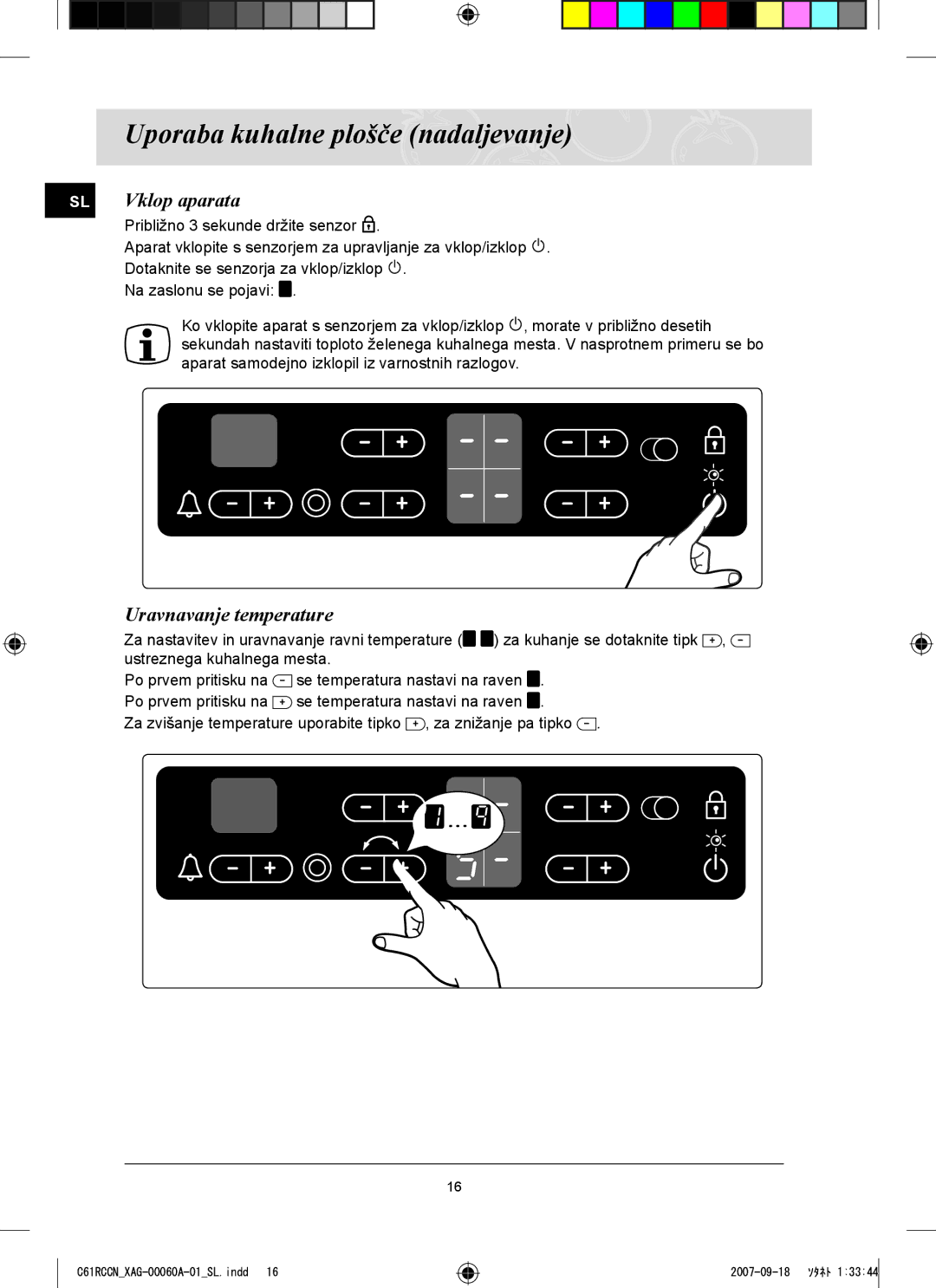 Samsung C61RCAST/XAG, C61RCCN/XEO manual SL Vklop aparata, Uravnavanje temperature 