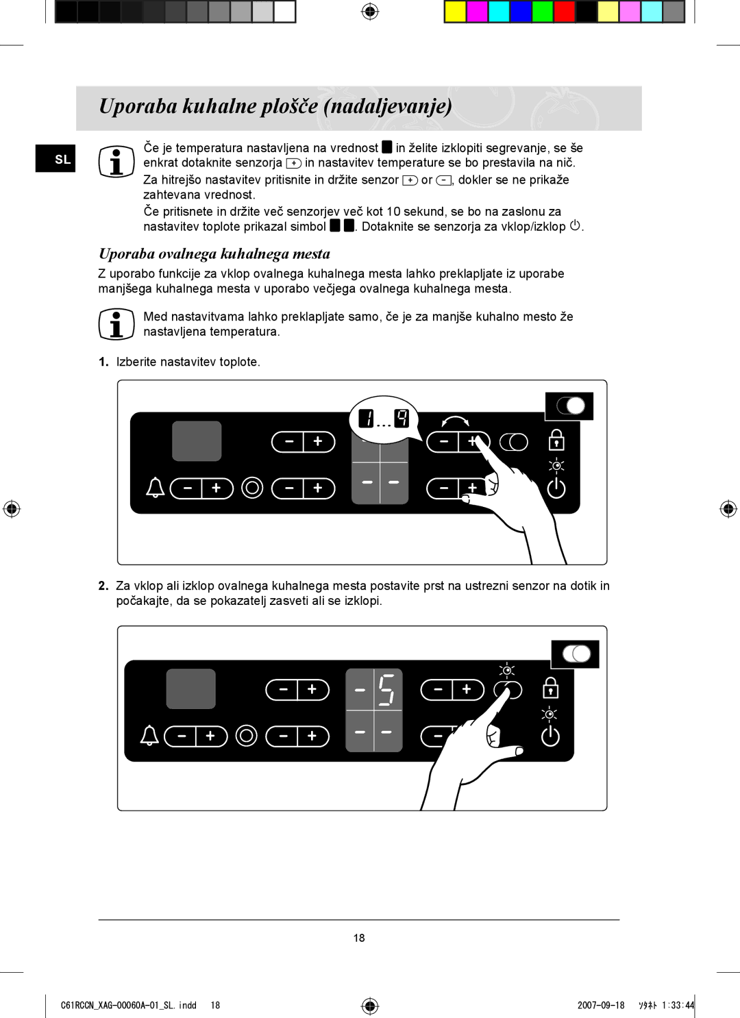 Samsung C61RCAST/XAG, C61RCCN/XEO manual Uporaba ovalnega kuhalnega mesta 