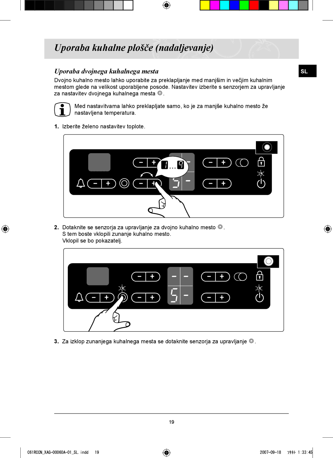 Samsung C61RCCN/XEO, C61RCAST/XAG manual Uporaba dvojnega kuhalnega mesta 