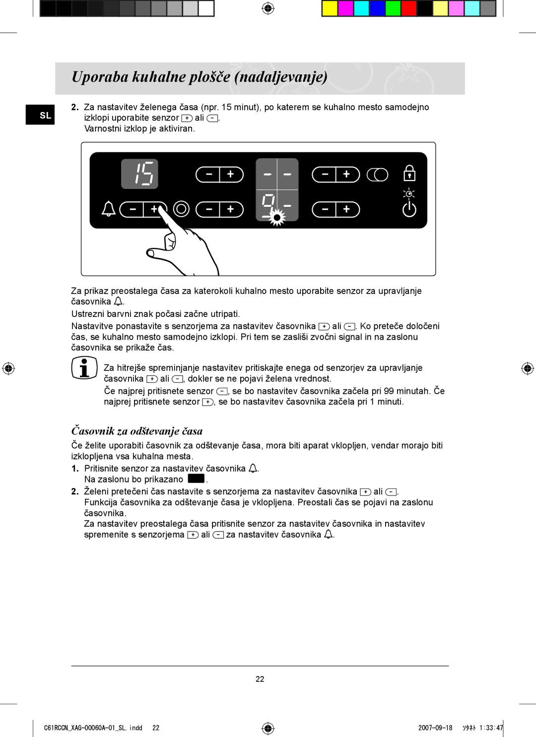 Samsung C61RCAST/XAG, C61RCCN/XEO manual Časovnik za odštevanje časa 