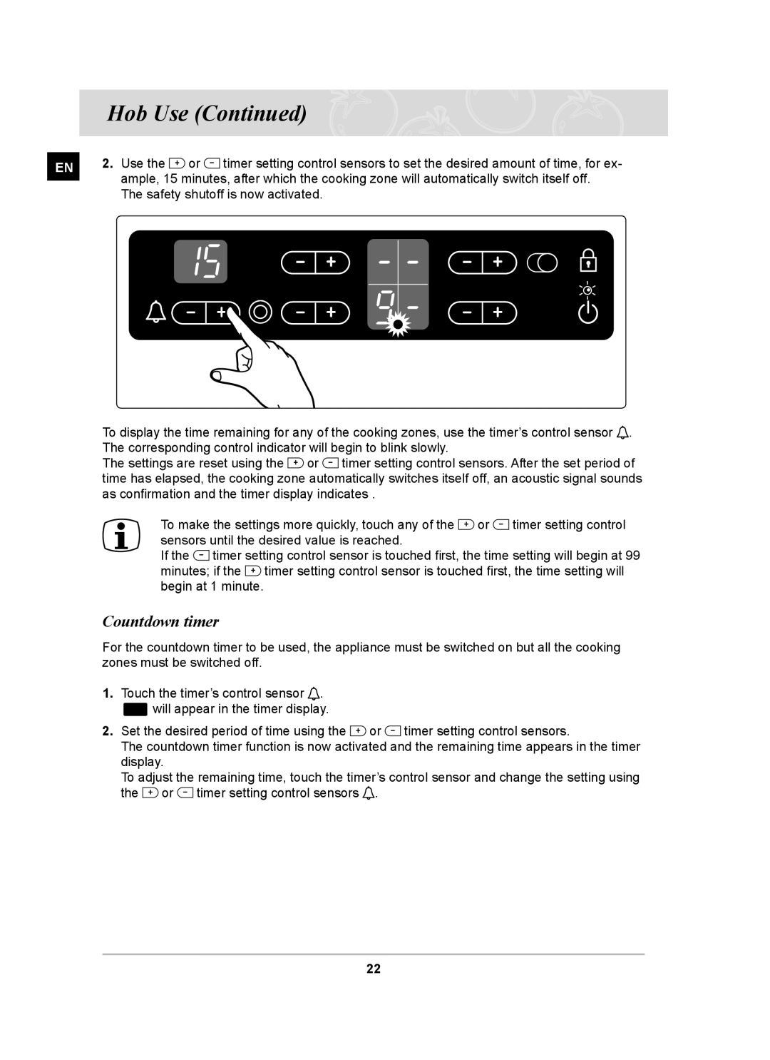 Samsung C61RCCN/SLI manual Countdown timer 