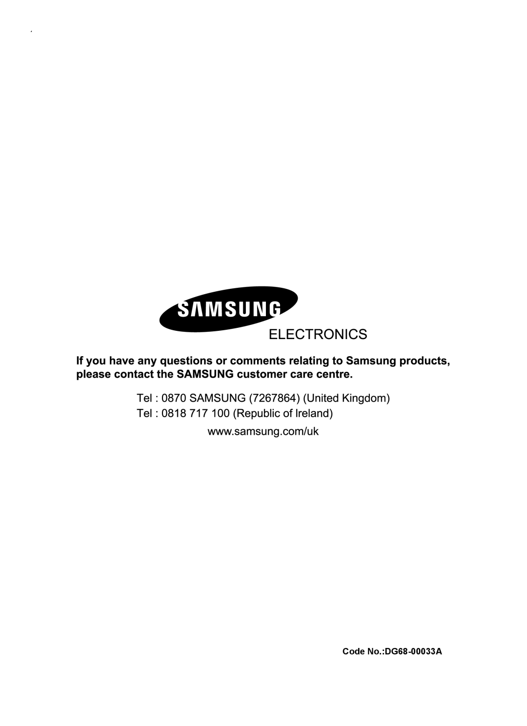 Samsung C61RCCN/XEE, C61RCAST/XEE manual Code No.DG68-00033A 