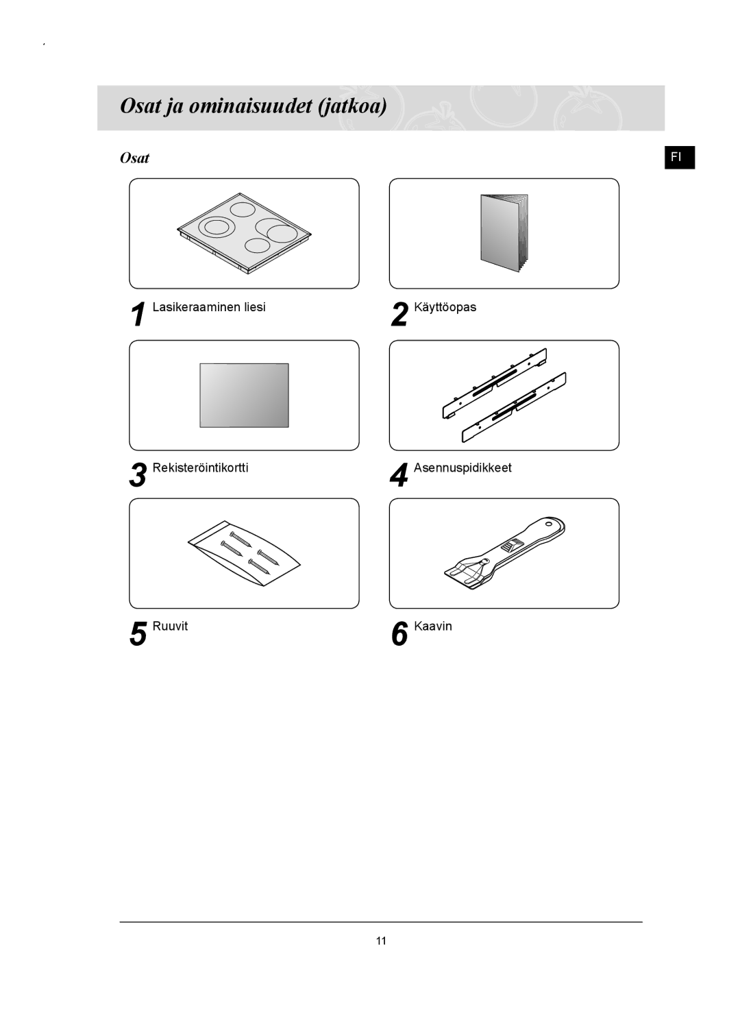 Samsung C61RCAST/XEE, C61RCCN/XEE manual Osat ja ominaisuudet jatkoa 