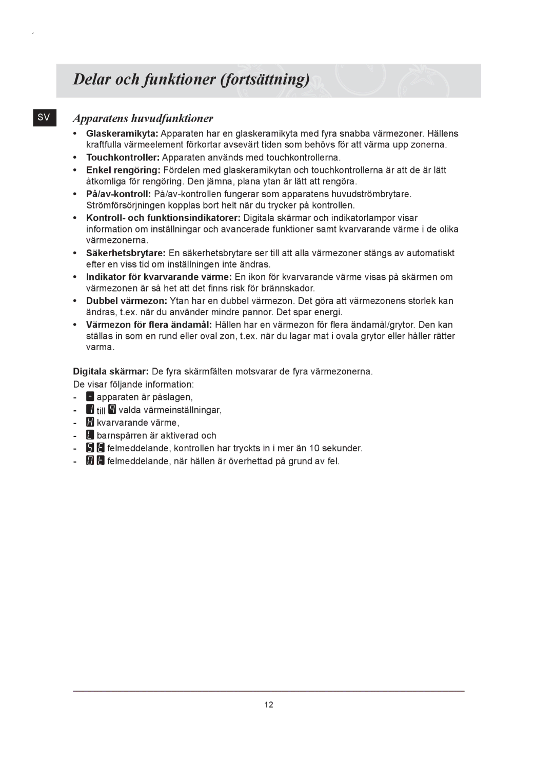 Samsung C61RCCN/XEE, C61RCAST/XEE manual Apparatens huvudfunktioner 