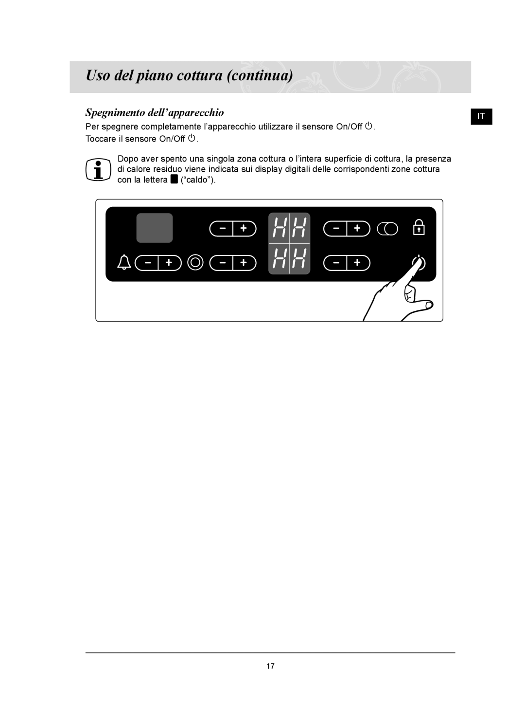 Samsung C61RCDST/XET manual Spegnimento dell’apparecchio 