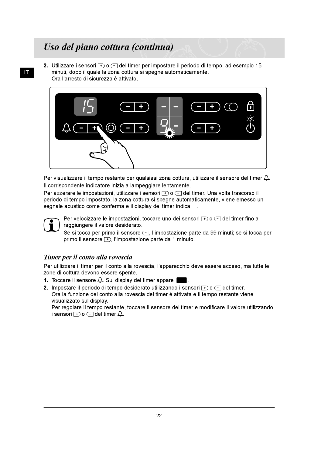 Samsung C61RCDST/XET manual Timer per il conto alla rovescia 