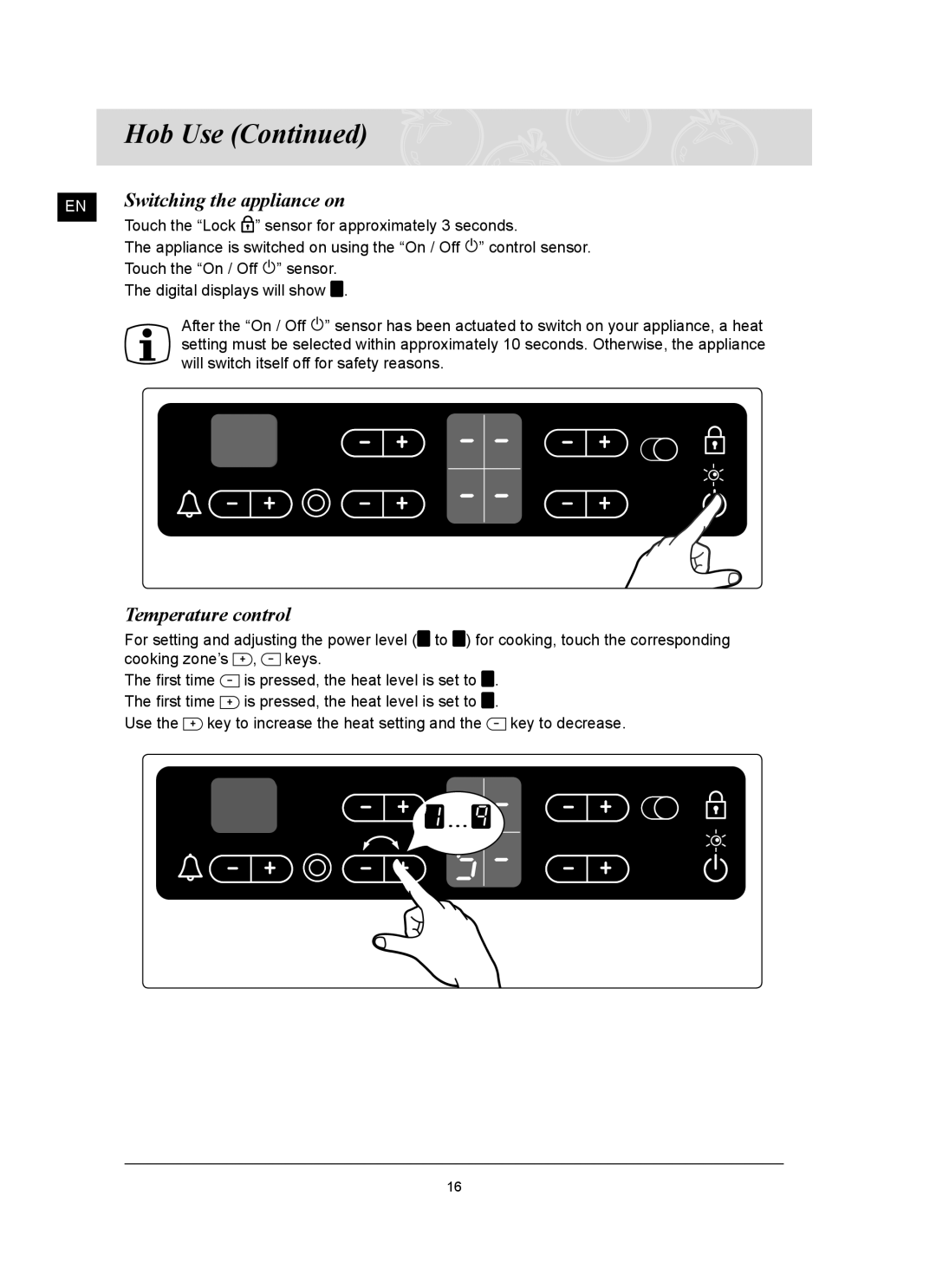 Samsung C61RCDST/XET manual Switching the appliance on, Temperature control 