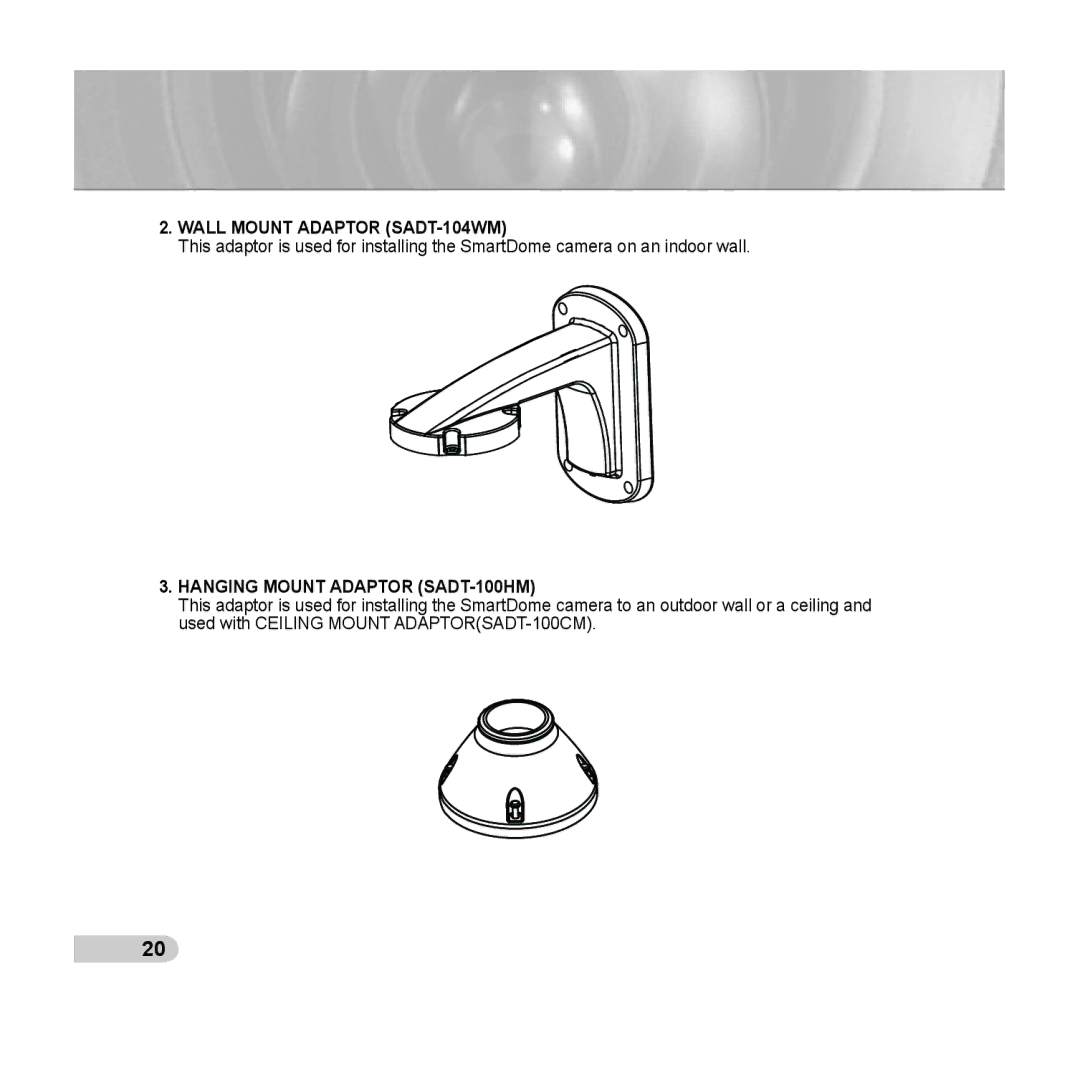 Samsung C6435(P), SCC-C6433(P) manual Wall Mount Adaptor SADT-104WM 