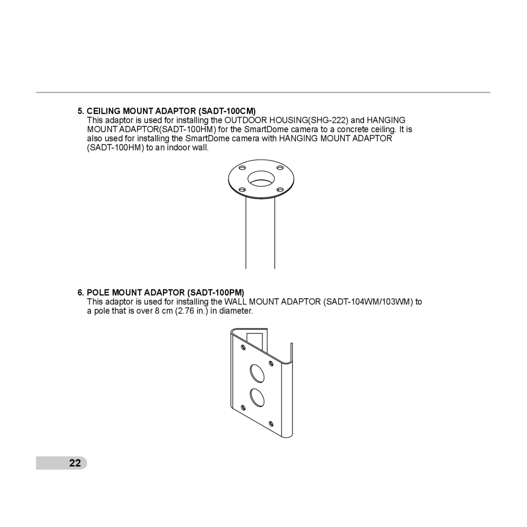 Samsung C6435(P), SCC-C6433(P) manual Ceiling Mount Adaptor SADT-100CM 