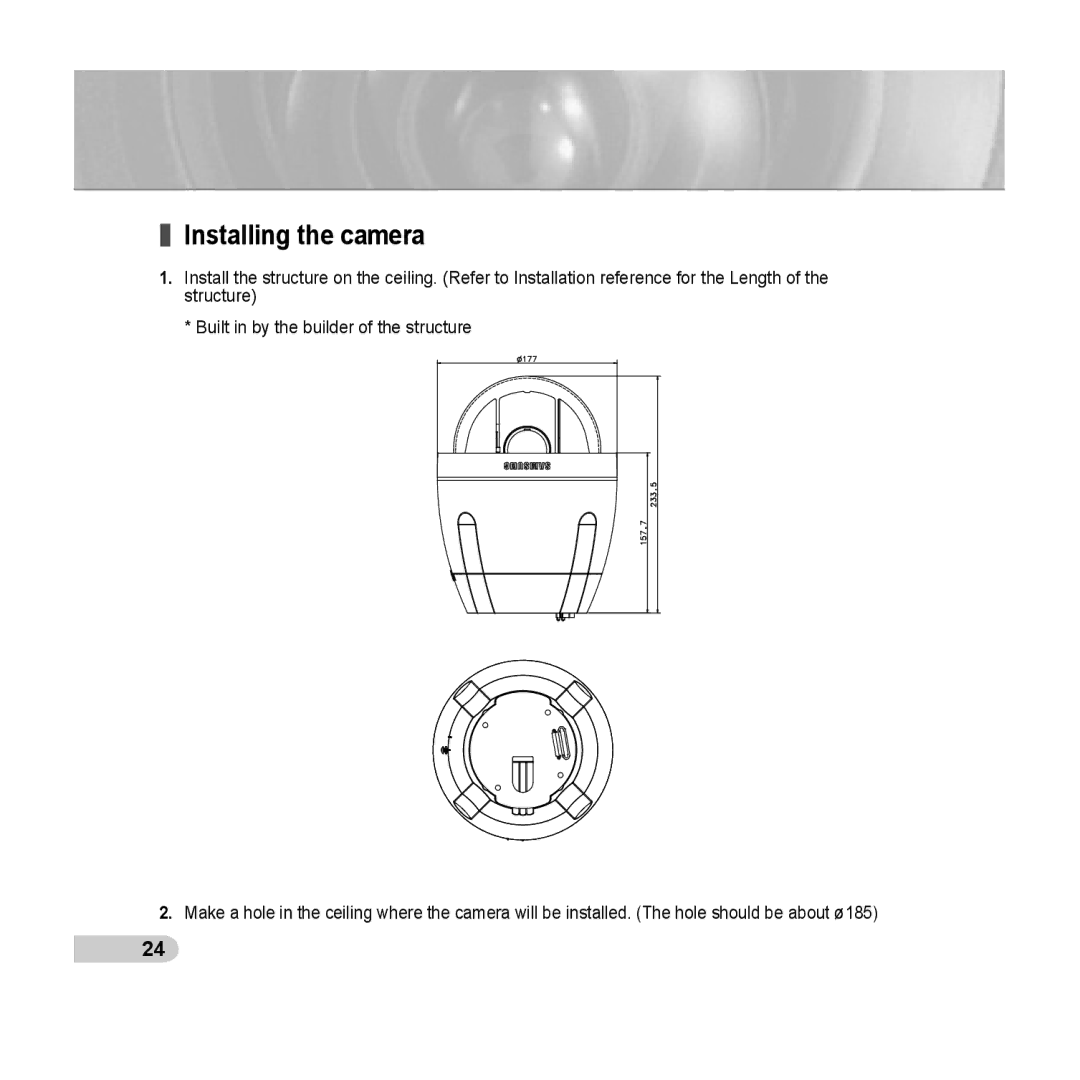 Samsung C6435(P), SCC-C6433(P) manual Installing the camera 