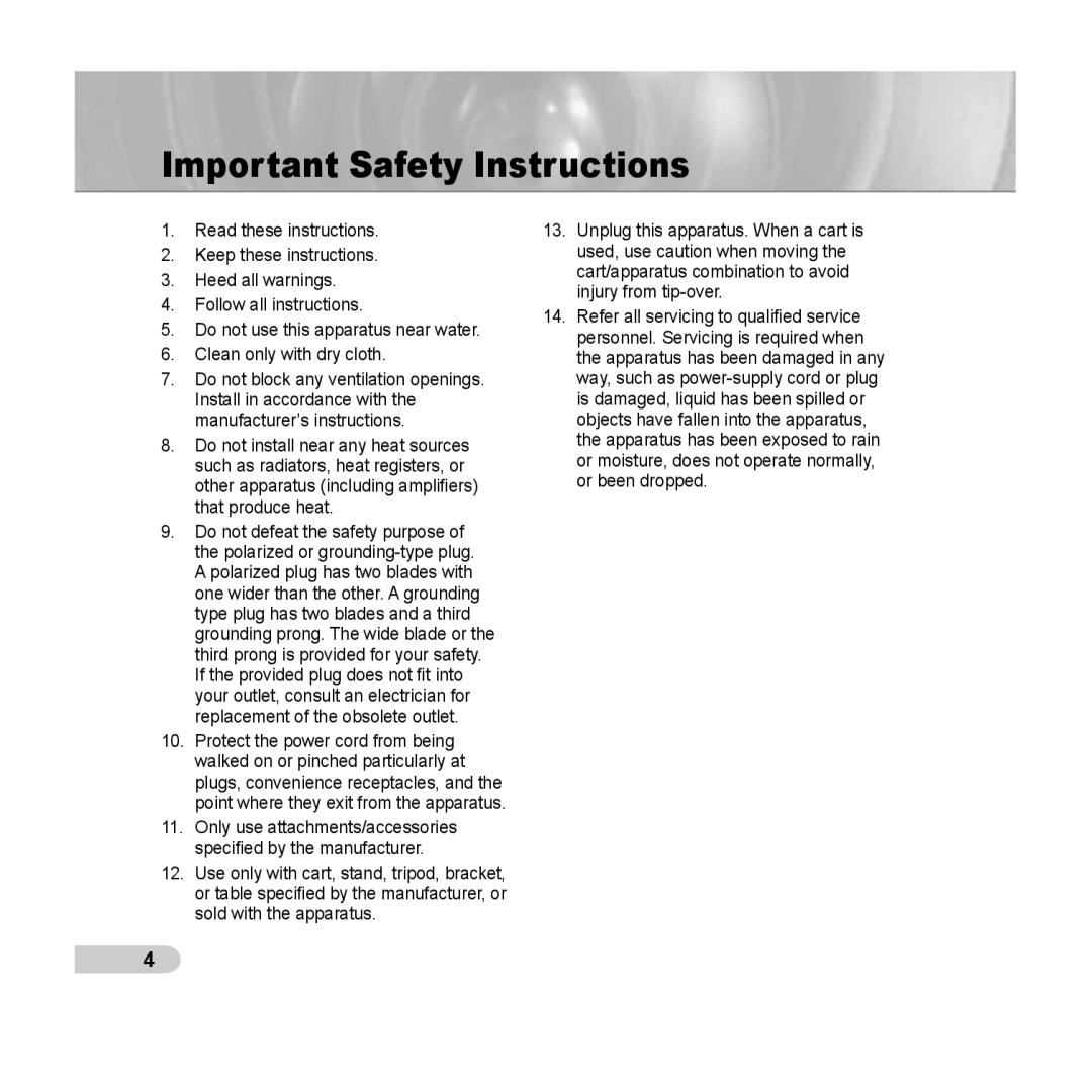 Samsung C6435(P), SCC-C6433(P) manual Important Safety Instructions 