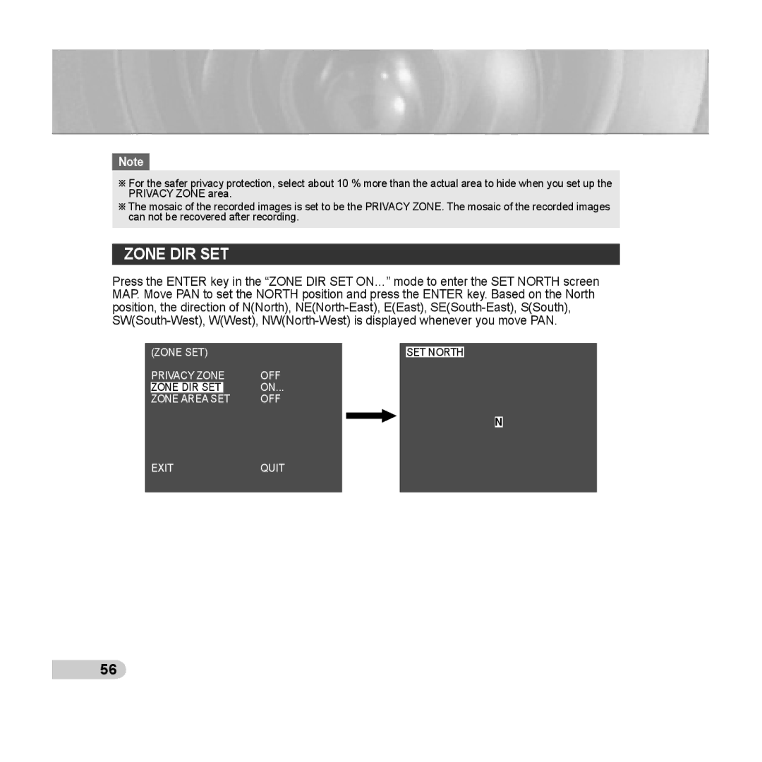 Samsung C6435(P), SCC-C6433(P) manual Zone DIR SET 