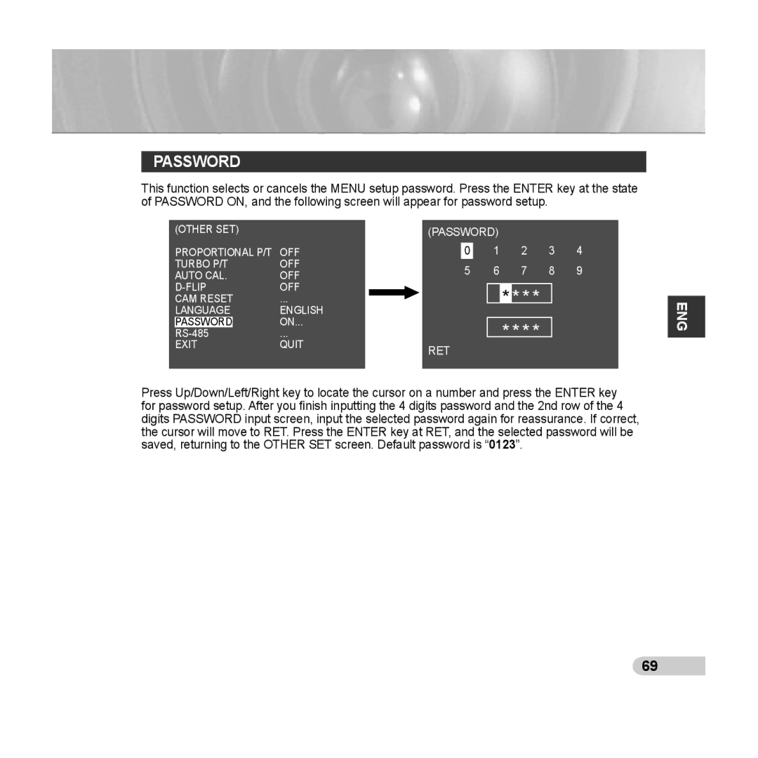 Samsung SCC-C6433(P), C6435(P) manual Password 