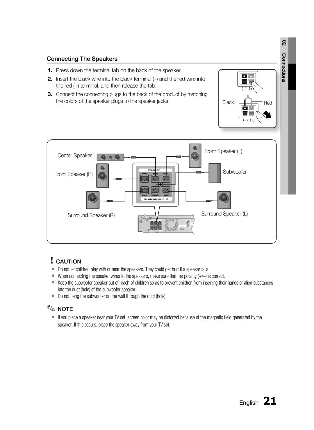 Samsung C6600 user manual Connecting The Speakers, English 