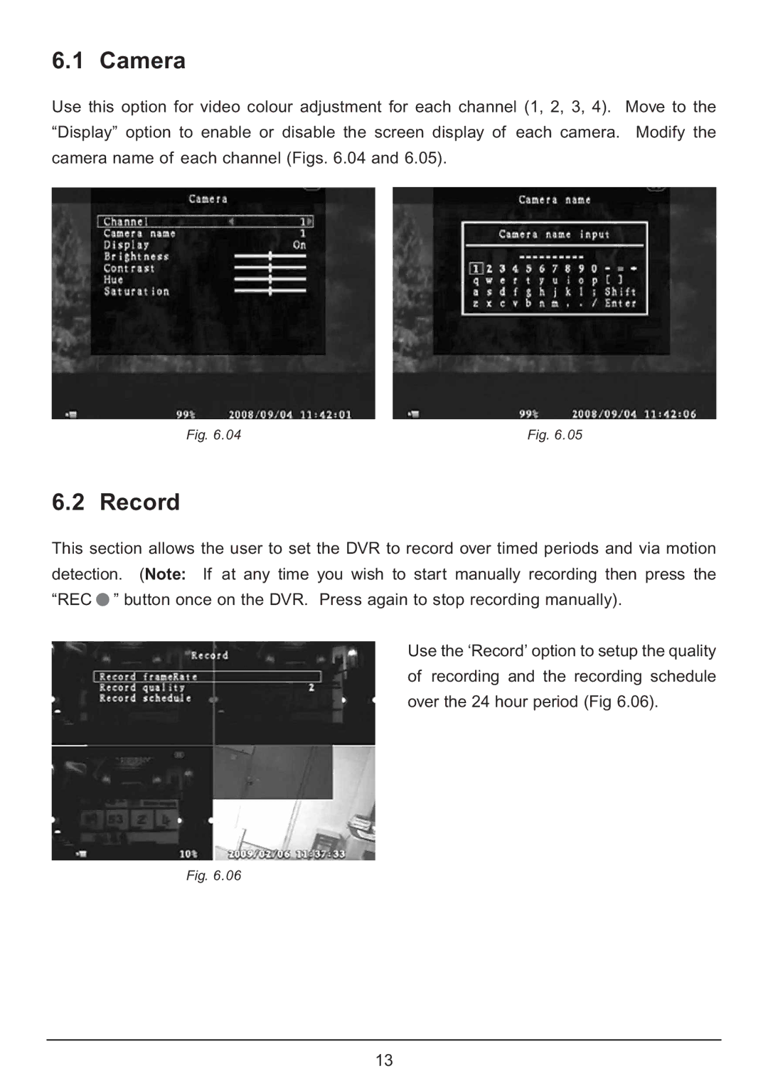 Samsung CA7 operating instructions Camera, Record 