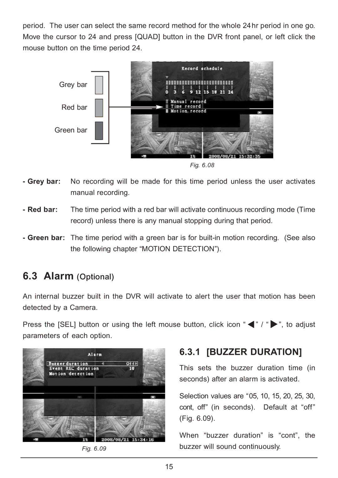 Samsung CA7 operating instructions Buzzer Duration 