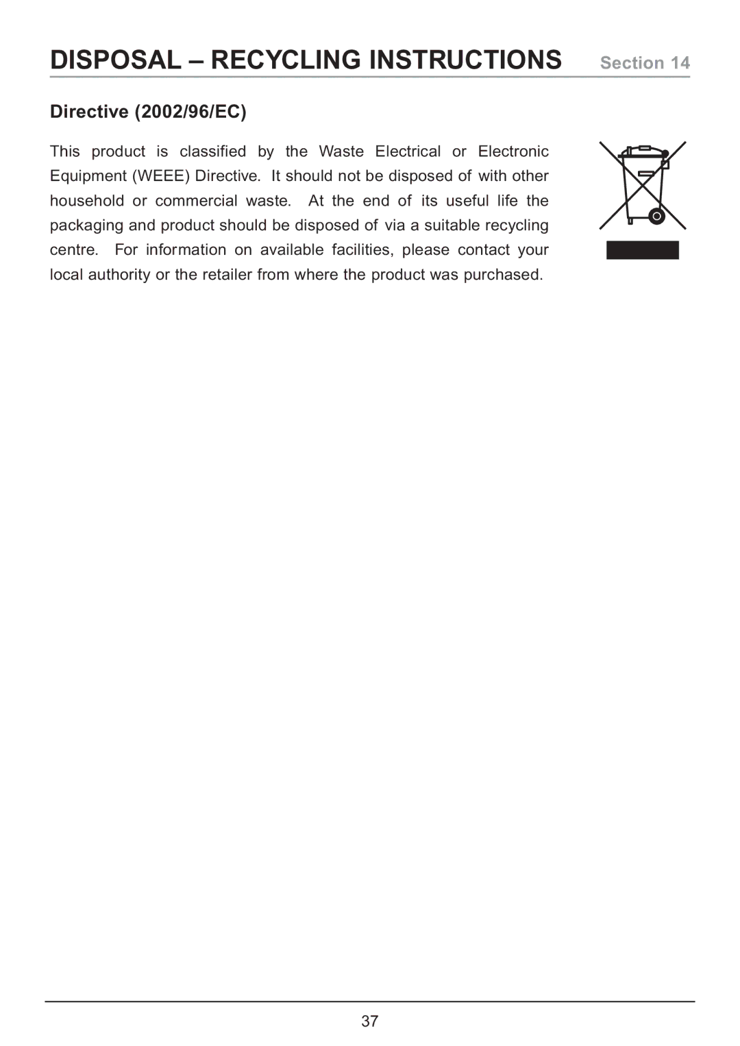 Samsung CA7 operating instructions Disposal Recycling Instructions Section 