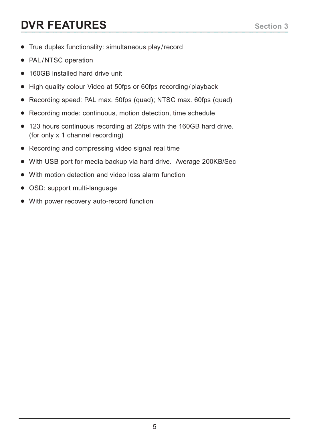 Samsung CA7 operating instructions DVR Features 