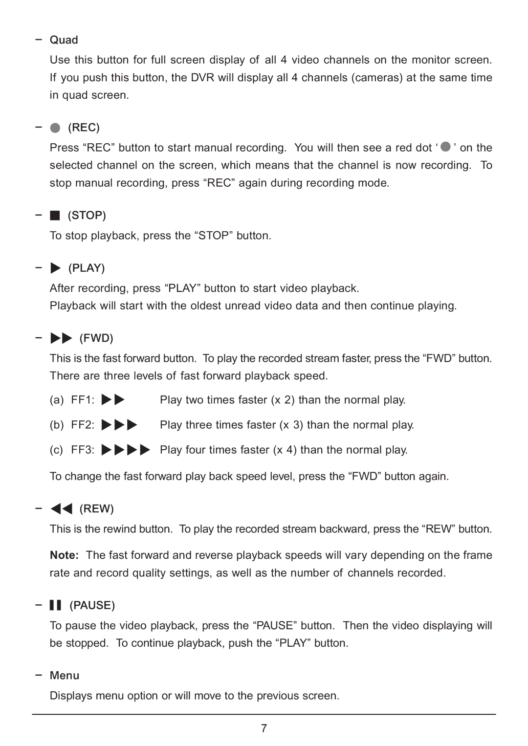 Samsung CA7 operating instructions 