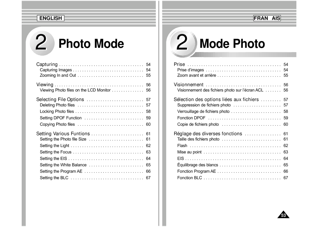 Samsung CAMCORDER manual Photo Mode 