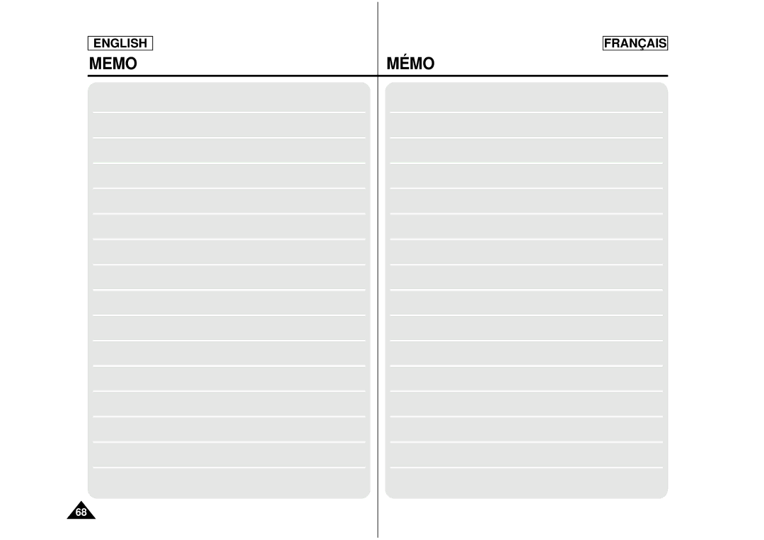 Samsung CAMCORDER manual Memo 