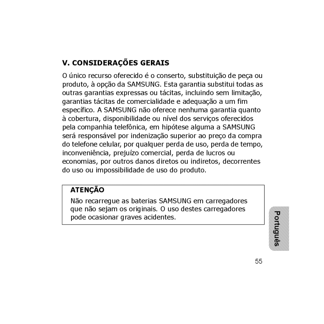 Samsung CBAAG-00036, WEP350 BLACK manual Considerações Gerais 