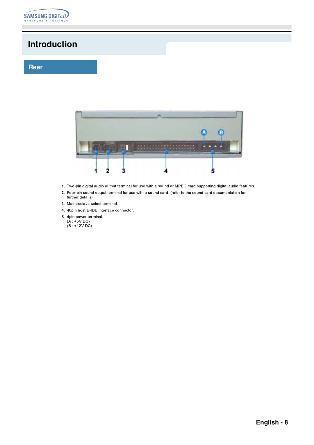 Samsung CD Player specifications Rear 