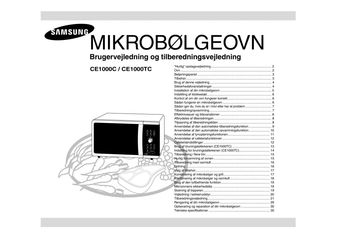 Samsung CE1000C-T/XEE manual Mikrobølgeovn 