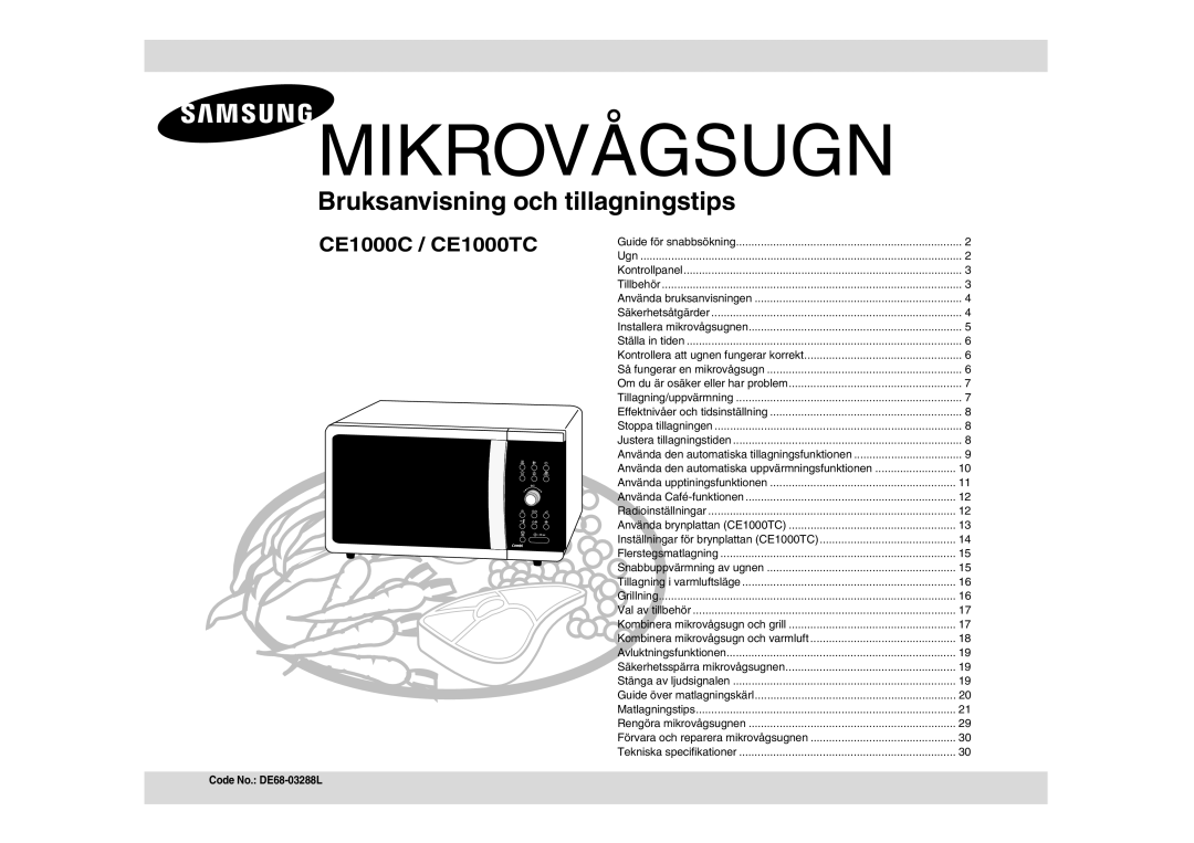 Samsung CE1000C-T/XEE manual Mikrovågsugn, Code No. DE68-03288L 