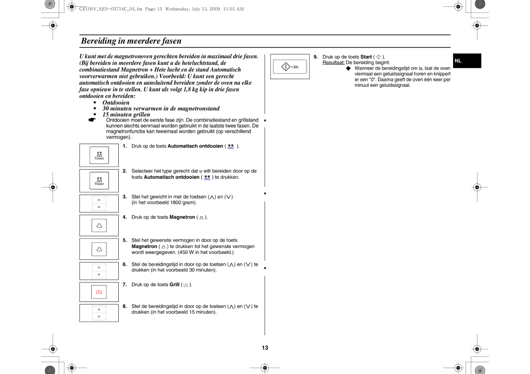 Samsung CE100V-S/XEN manual Bereiding in meerdere fasen 