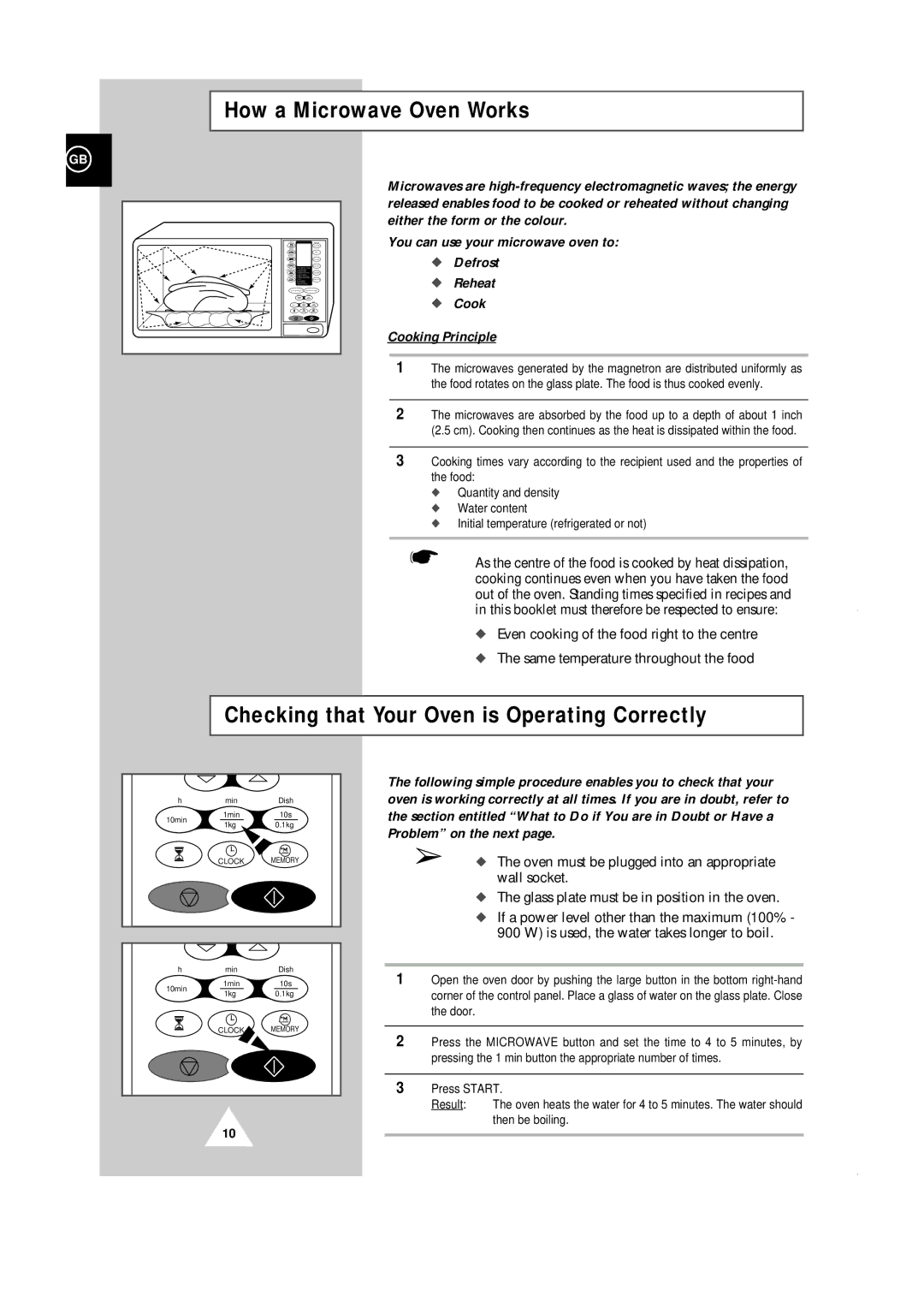 Samsung CE101K/XEG manual How a Microwave Oven Works, Checking that Your Oven is Operating Correctly, Problem on the next 