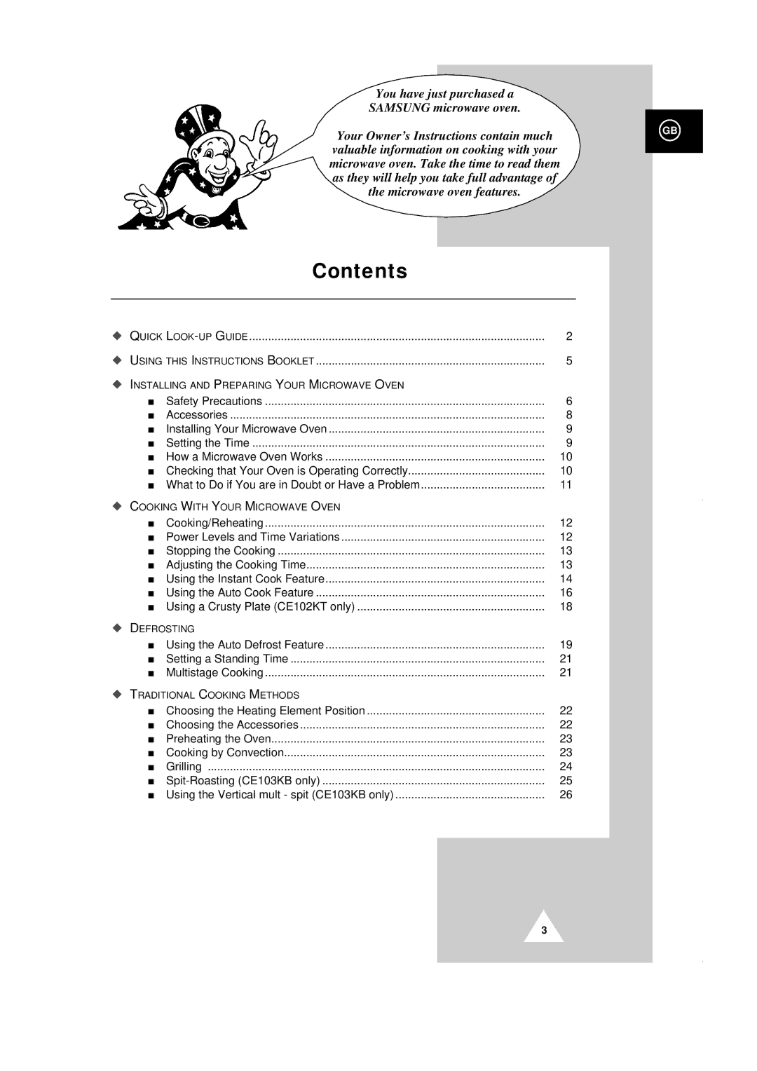 Samsung CE101K/XEG manual Contents 