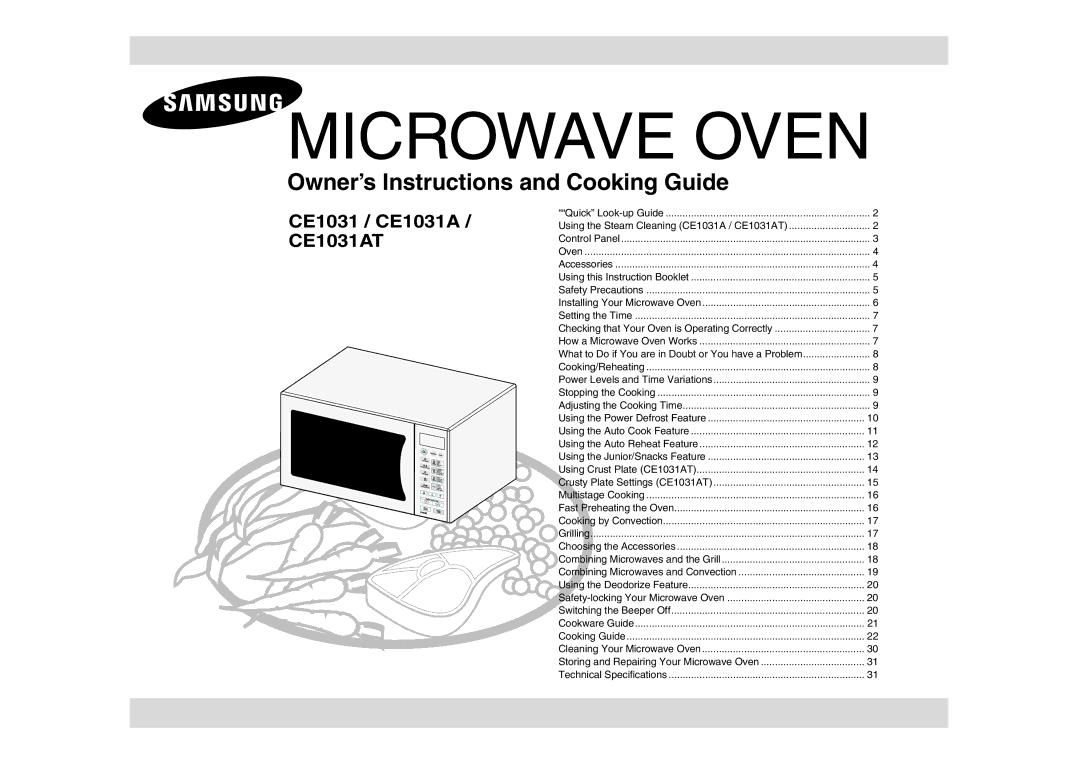 Samsung CE1031AT/XSV manual Microwave Oven 