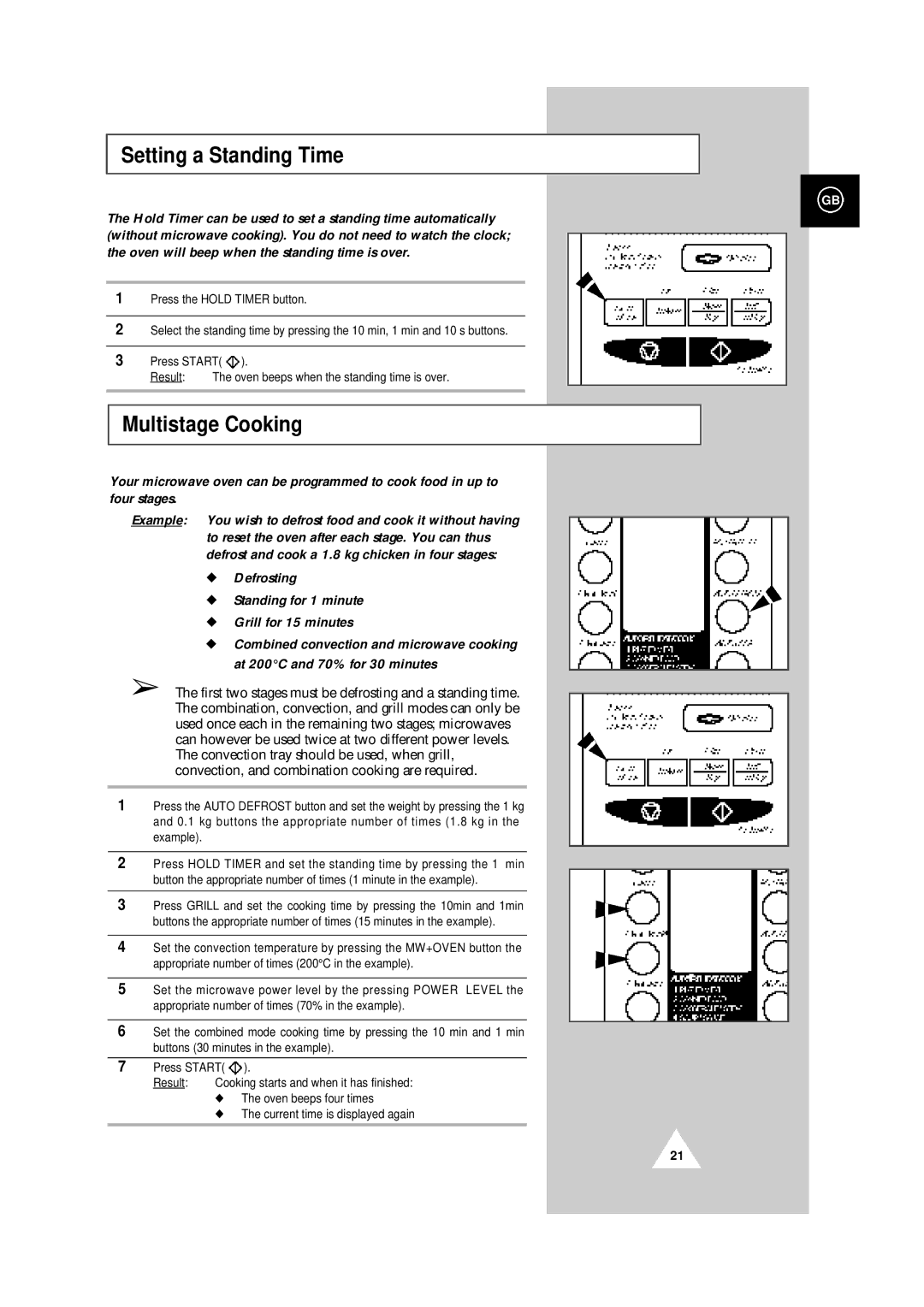 Samsung CE104CF/XEH manual Setting a Standing Time, Multistage Cooking 