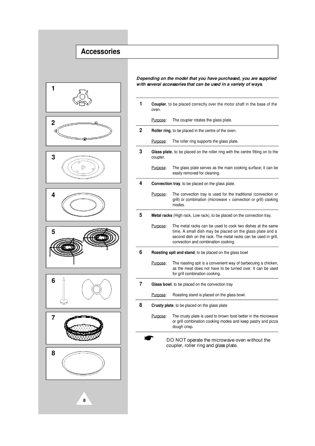 Samsung CE104CF/XEH manual Accessories 