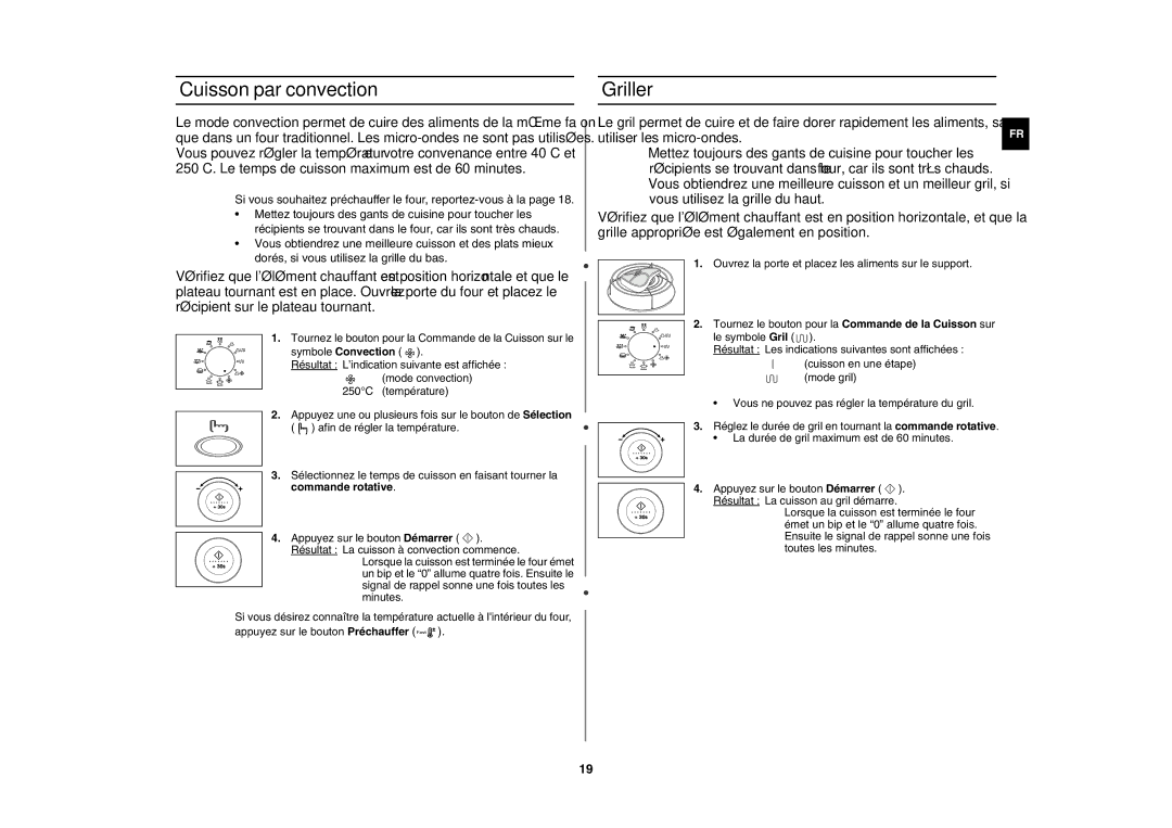 Samsung CE1050-S/XEF, CE1050/XEF manual Cuisson par convection, Griller 