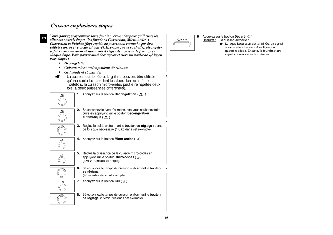 Samsung CE1071-S/XEF manual Cuisson en plusieurs étapes 