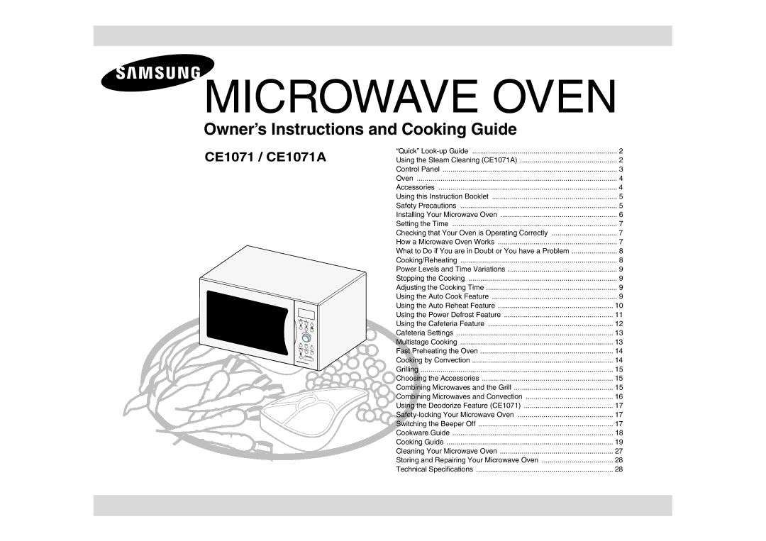 Samsung CE1071/BOL manual Microwave Oven 