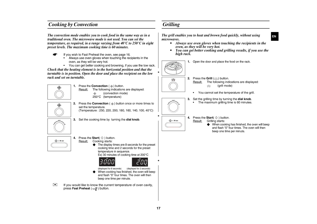 Samsung CE1071C/XEE manual Cooking by Convection Grilling 