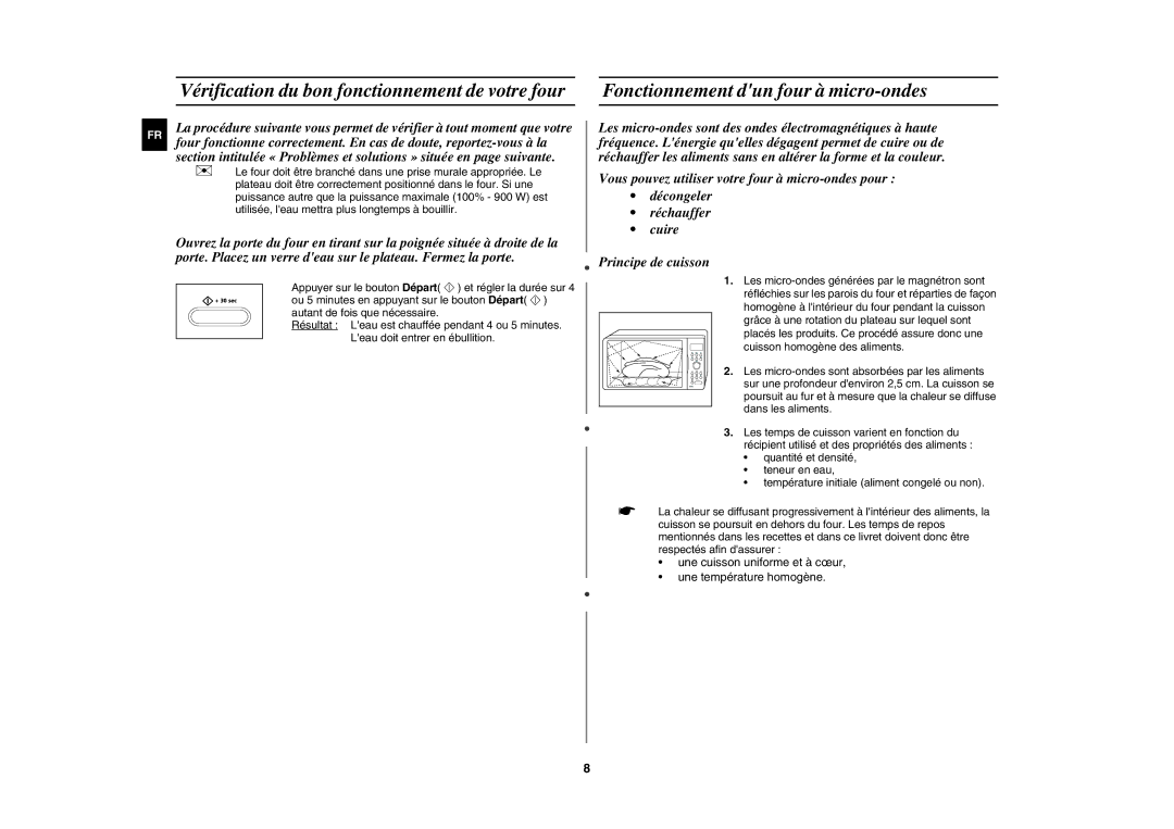 Samsung CE1071/XEF manual Fonctionnement dun four à micro-ondes 