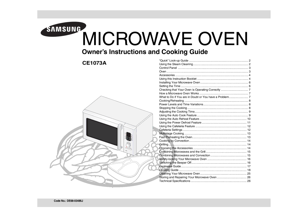 Samsung CE1073A-S/BAL manual Microwave Oven, Code No. DE68-03486J 