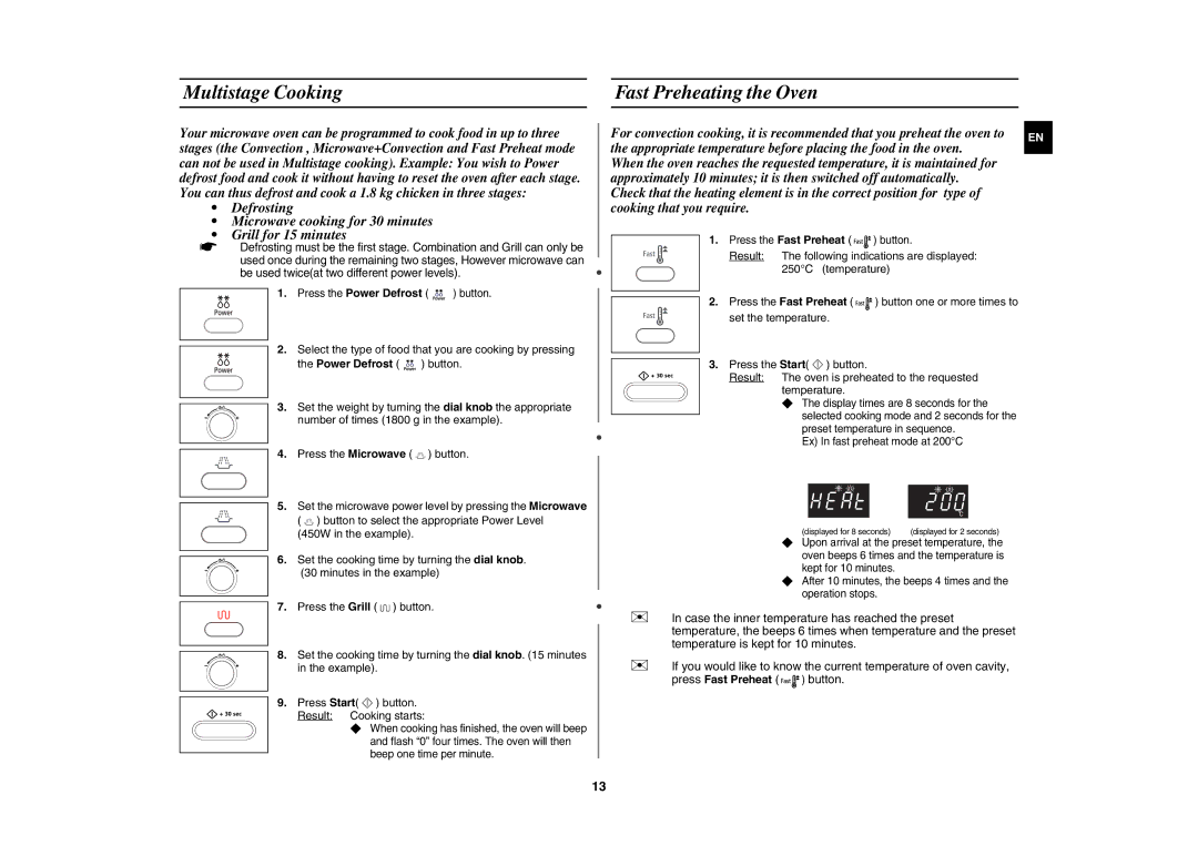 Samsung CE1073A-S/BAL manual Multistage Cooking Fast Preheating the Oven 