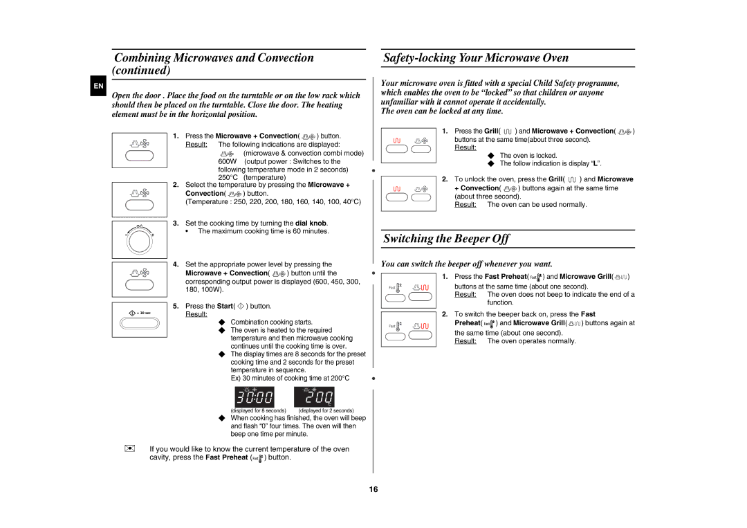 Samsung CE1073A-S/BAL manual Safety-locking Your Microwave Oven, Switching the Beeper Off 