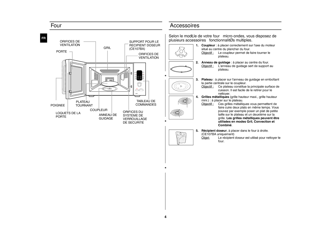 Samsung CE107B-S/XEF, CE107B/XEF, CE107B-B/XEF manual Four Accessoires 